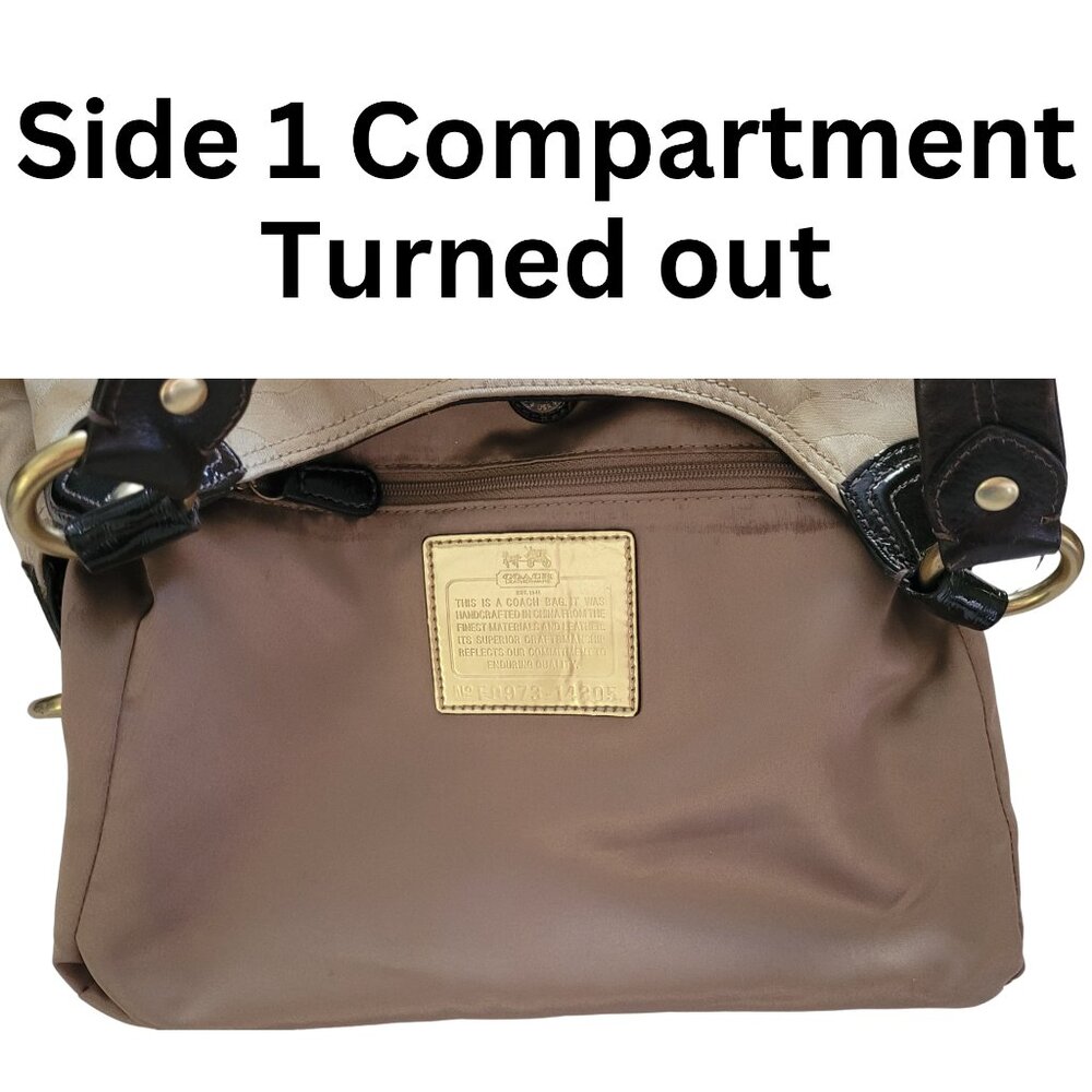 SOLD. EUC LARGE Coach Madison Maggie Op Art Tan C Jacquard Shoulder Bag - Picture 11 of 16